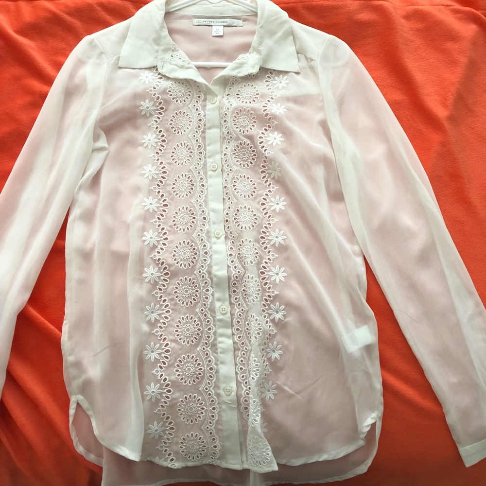 Lauren Conrad Embroidered Sheer Top!